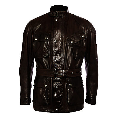 Belstaff The Panther Hand Waxed Leather Jacket, Black/Brown Belstaff The Panther Hand Waxed Leather Jacket, Black/Brown